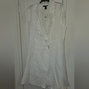 Linen blend Ashley Stewart white wrap dress size 20